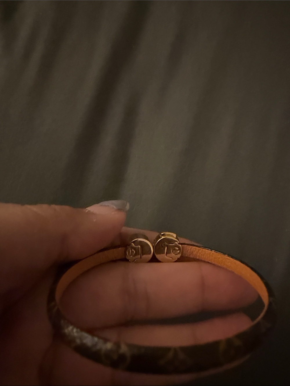Louis Vuitton Brown Monogram Cuff Bracelet with Gold Discs - Picture 5 of 6